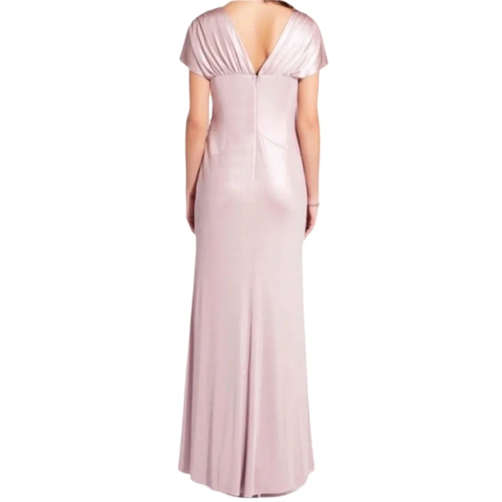 Adrianna Papell Metallic Twist Cap Sleeve Gown, Evening dress champagne pink - Picture 6 of 16